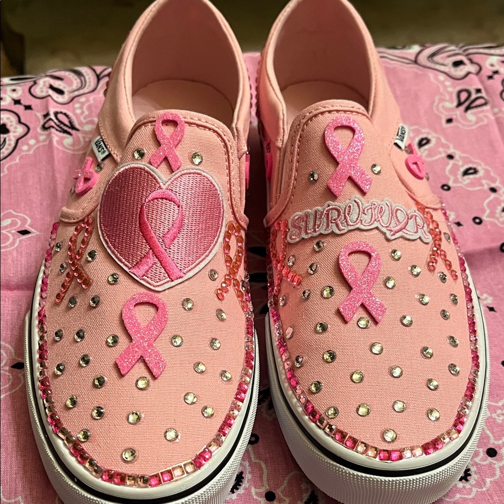 Vans Pink Ribbon Embellished Sneakers